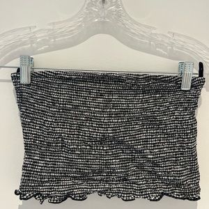 Garage Black and White Gingham Bandeau Top